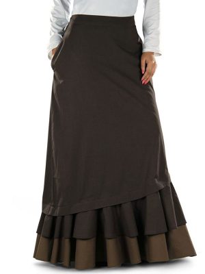 Brown Color Skirt-Poplin Skirt