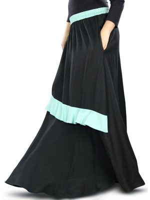 Black And Blue Color Skirt-Rayon Skirt