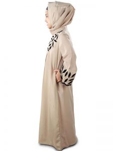 Brown Color Kid'S-Crepe Kid'S Abaya