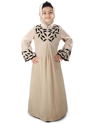 Brown Color Kid'S-Crepe Kid'S Abaya