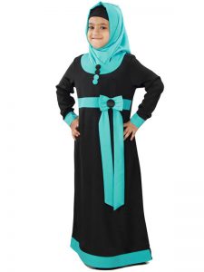 Black Color Kid'S-Crepe Kid'S Abaya