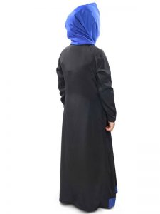 Black And Blue Color Kid'S-Crepe Kid'S Abaya