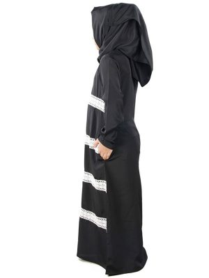 Black Color Kid'S-Crepe Kid'S Abaya