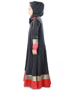 Black Color Kid'S-Crepe Kid'S Abaya