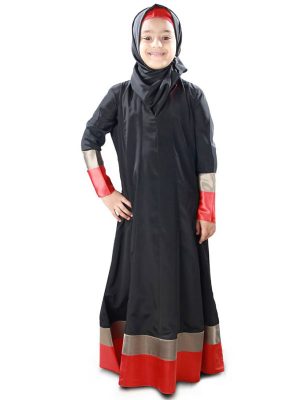 Black Color Kid'S-Crepe Kid'S Abaya