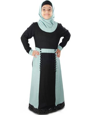 Black And Blue Color Kid'S-Rayon Kid'S Abaya