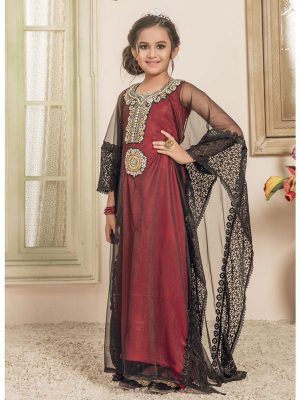 Kids Black And Red Color Free Size Kaftan