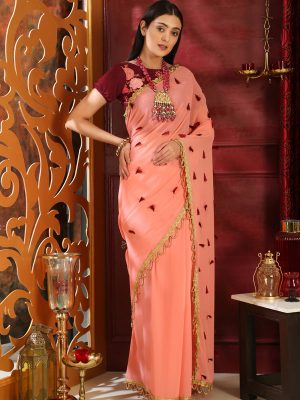 Rang Roop Pink Pure Georgette Resham Party Wear Designer Saree