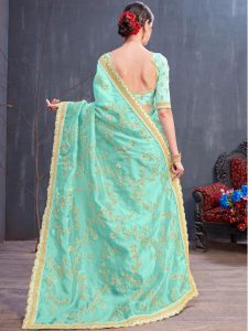 Rang Roop Turquoise Organza Coding Sequence Embroidered Party Wear Designer Saree