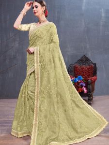 Rang Roop Olive Organza Coding Sequence Embroidered Party Wear Designer Saree