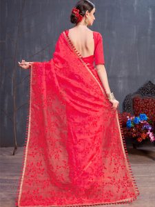 Rang Roop Red Organza Resham Embroidered Party Wear Designer Saree