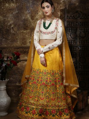 Guldasta Thai Silk Mustured Bridal Net Festive Lehenga Choli