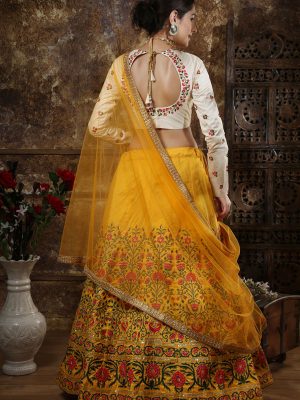 Guldasta Thai Silk Mustured Bridal Net Festive Lehenga Choli