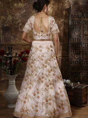 Guldasta Phantom Silk Peach Bridal Net Festive Lehenga Choli