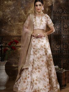 Guldasta Phantom Silk Peach Bridal Net Festive Lehenga Choli