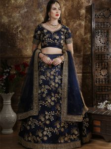 Guldasta Phantom Silk Navy Bridal Net Festive Lehenga Choli