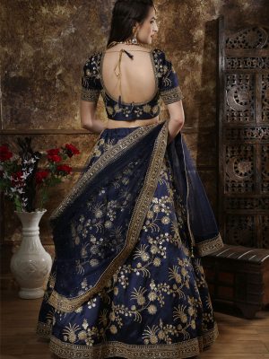 Guldasta Phantom Silk Navy Bridal Net Festive Lehenga Choli