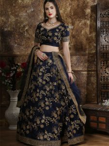 Guldasta Phantom Silk Navy Bridal Net Festive Lehenga Choli