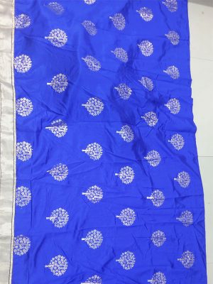 Madhuri Dixit Blue Colour Nylon Silk Foile Print Bollywood Designer Sarees