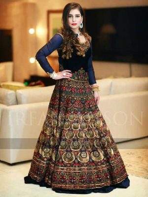 Kareena Kapoor 9000 Micro Velvet Blue Bollywood Lehenga