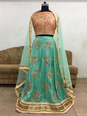 Zareen Khan Paper Silk Multicolor Bollywood Lehenga