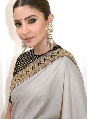Anushka Sharma Grey Colour Vichitra Silk Bollywood Designer Sarees