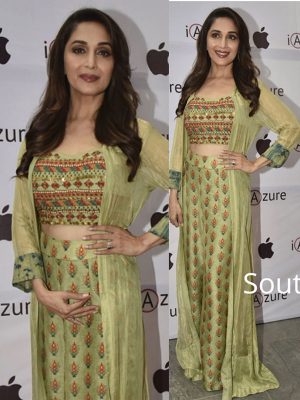 Madhuri Dixit Mashlim Print Green Bollywood Lehenga