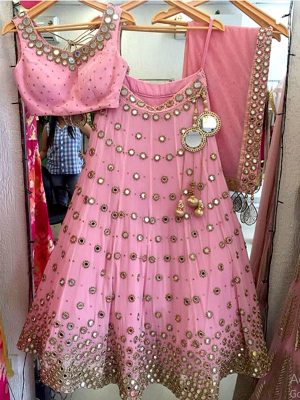 Banglori Silk Pink Colour Bollywood Lehenga