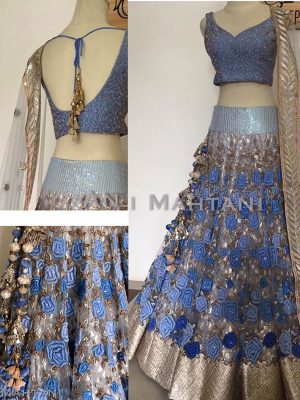 Nylon Net Blue Colour Bollywood Lehenga