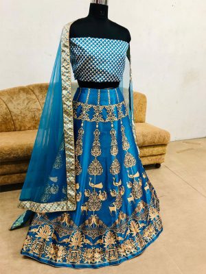 Silk Blue Colour Bollywood Lehenga