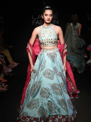 Taffeta Blue Colour Bollywood Lehenga