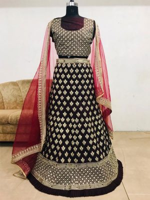 Taffeta Silk Maroon Colour Bollywood Lehenga