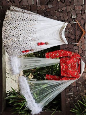 Taffeta Silk White Colour Bollywood Lehenga
