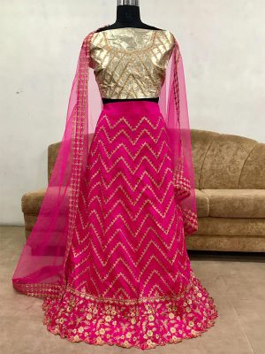 Tow Tone Soft Taffeta Silk Pink Colour Bollywood Lehenga