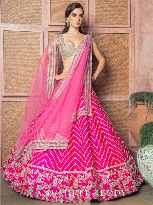 Tow Tone Soft Taffeta Silk Pink Colour Bollywood Lehenga