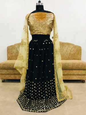 Georgette Black Colour Bollywood Lehenga