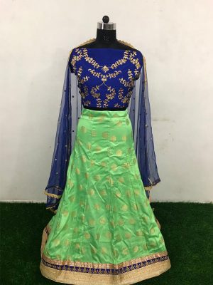 Jacquard Silk Green Colour Bollywood Lehenga