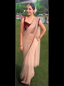 Fancy Dinner Cream With Maroon Color Bollywood Designer Sarees