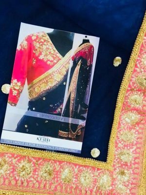 Nylon Net Blue Colour Sequence Work Bollywood Sarees