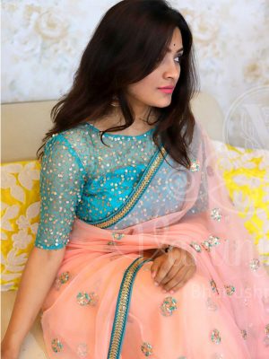 Designer Gajri Colour Nylon Net Bollywood Designer Sarees
