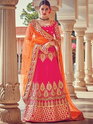 Malbari Silk Pink Colour Bollywood Lehenga