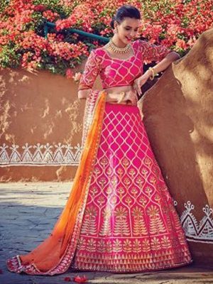 Malbari Silk Rani Pink Colour Bollywood Lehenga