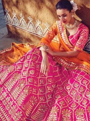 Malbari Silk Rani Pink Colour Bollywood Lehenga