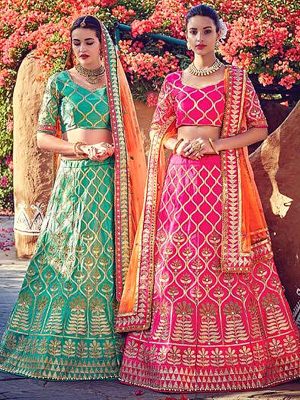 Malbari Silk Rani Pink Colour Bollywood Lehenga