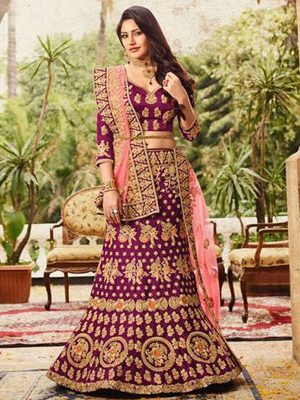 Energetic Banglory Silk Energetic Purple Colour Bollywood Lehenga