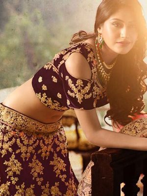 Wedding Breathtaking Banglory Silk Purple Colour Bollywood Lehenga