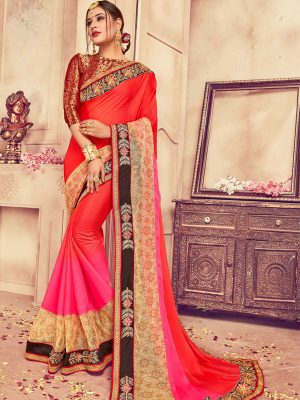Rangoli Padding Silk Pink Colour Thread & Hand Work Bollywood Sarees