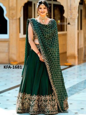 Taffeta Silk Green colour Bollywood Lehenga