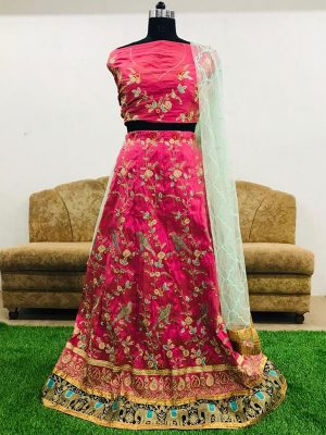 Malbari Silk Pink colour Bollywood Lehenga