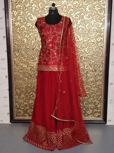 Buy New Alia Bhatt Maroon Celebrity Wear Sharara Pattern Dress